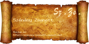 Szénásy Zsanett névjegykártya